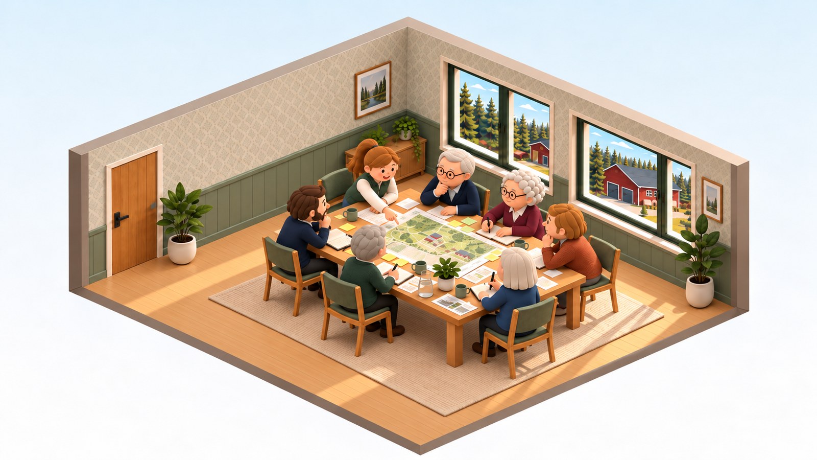 A family meets around a table in a Swedish country house